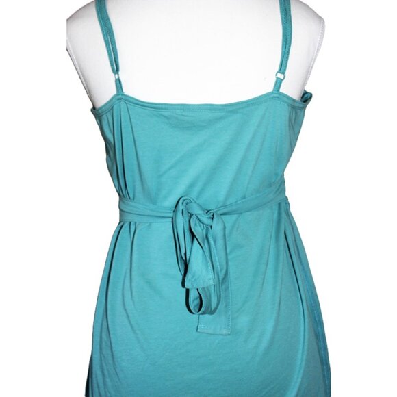 ESPRIT Fit & Flare 100% Cotton Spaghetti-Strap Back-Tie Summer Top, Turquoise, L - Picture 6 of 6